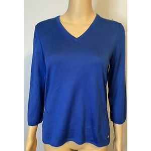 HERMES blue cashmere/silk V neck sweater SZ 38